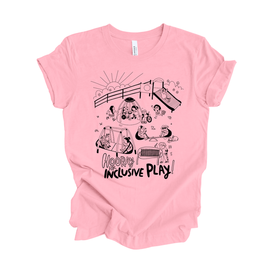 Adult “Hooray For Inclusive Play” Tee • Pink