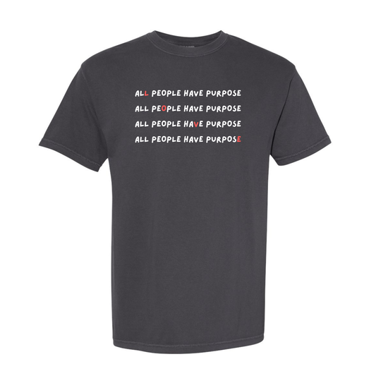 Adult “All People Have Purpose" Graphite Tee